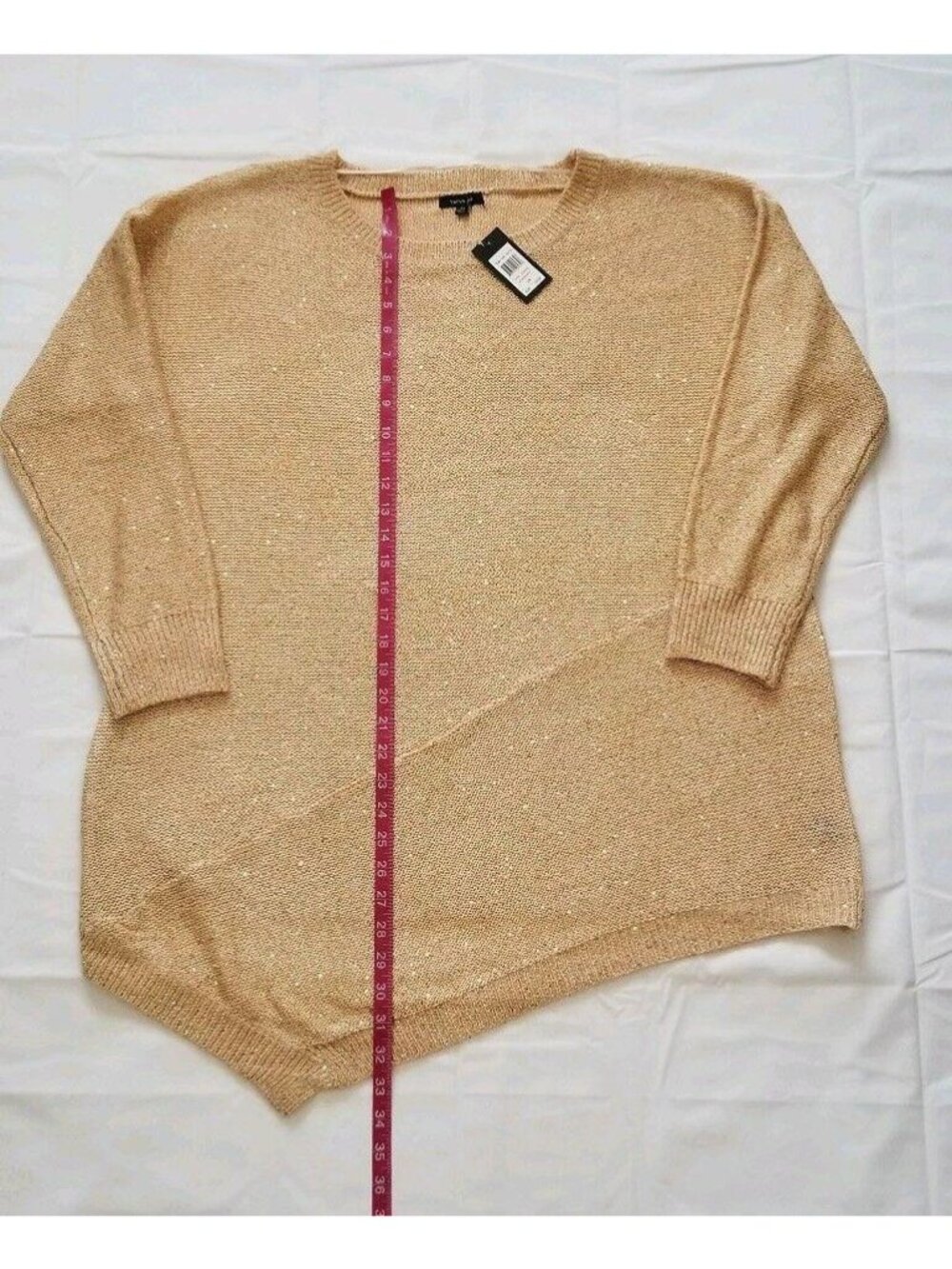 Verve Ami Women's Asymmetric Hem Shimmery Gold Pullover Sweater Plus Size 2X NWT - Picture 10 of 12